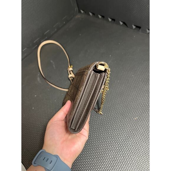 Michael Kors Jet Set Brown Large Phone‎ Crossbody Bag Brown Womens Purse - Picture 4 of 9